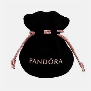 Lot of 10 Pandora Black Velvet Pouches with Pink Drawstrings